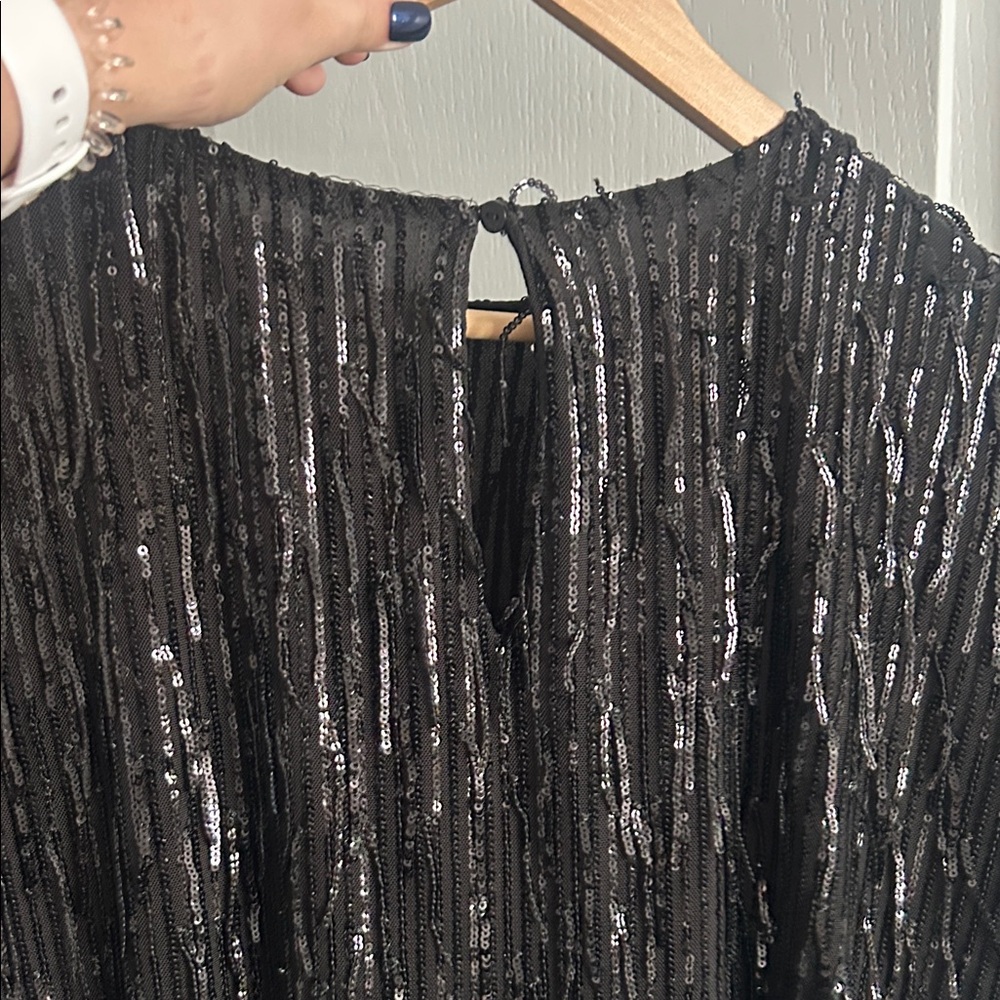 Black Zara Sequin Fringe Dress - Picture 5 of 6